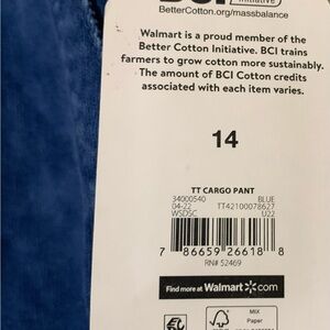 Blue TT Cargo Pants Time and Tru Size 14 Brand New With Tags.